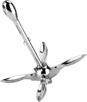 Folding Kayak Anchor, 8.8Lb 316 Stainless Steel Foldable Marine Kayak Anchor, Rugged Durable Long Service Life Grapnels Anchor Hardware for Marine Yacht Fishing Boat