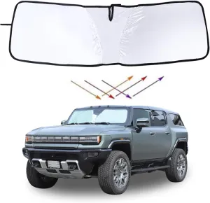 for Hummer EV Windshield Sun Shade Window Shade Sun Visor Cover Compatible with Hummer EV 2024 2025  Reflective Auto Sun Protection Visors Front Car Shade Foldable Blocks Sun Rays Keep Your Car Cooler