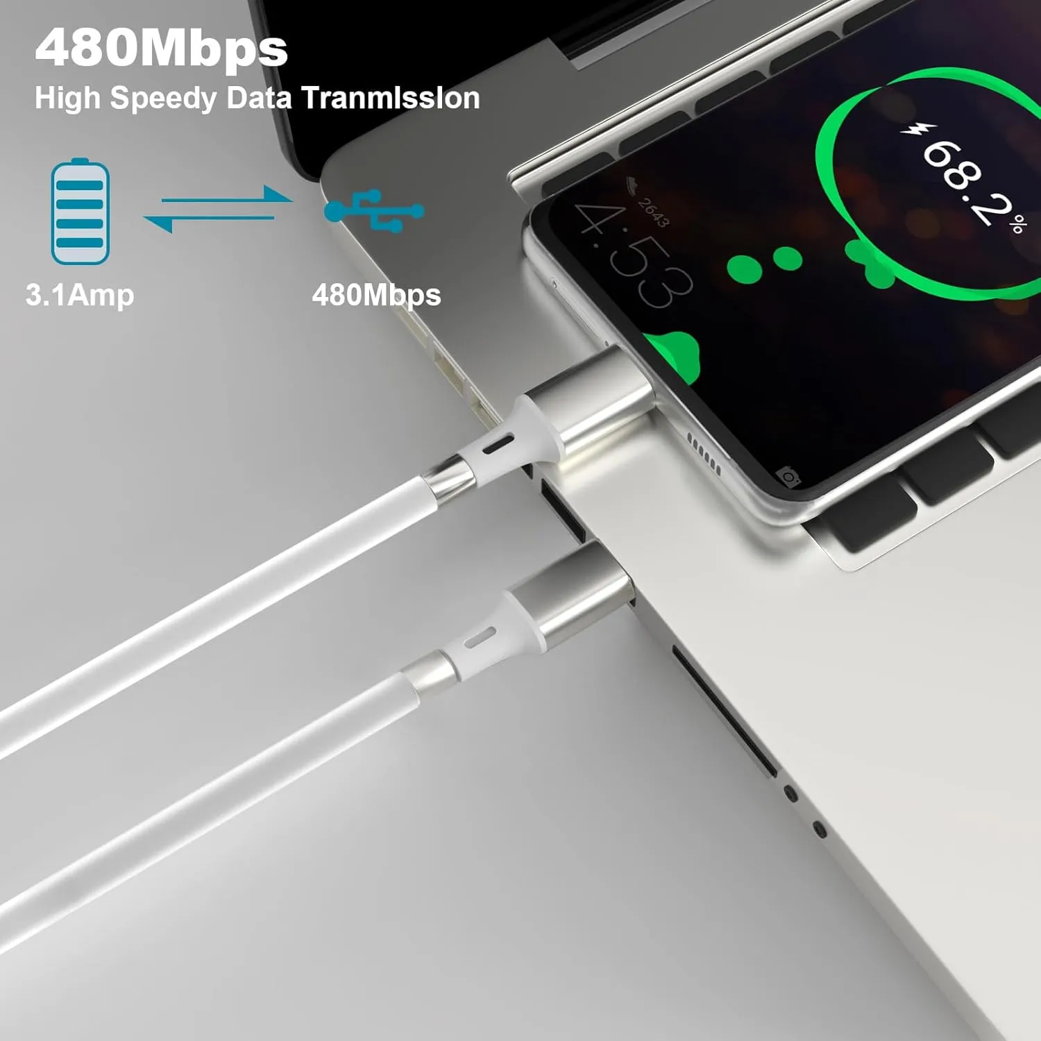 for USB C to USB C Magnetic Charging Cable (6ft 2pack) Tangle-Free Surrounded Magnets Easy Storage Handling Fast Charger Cord for Phone 15/Plus/pro/promax and Android Devices