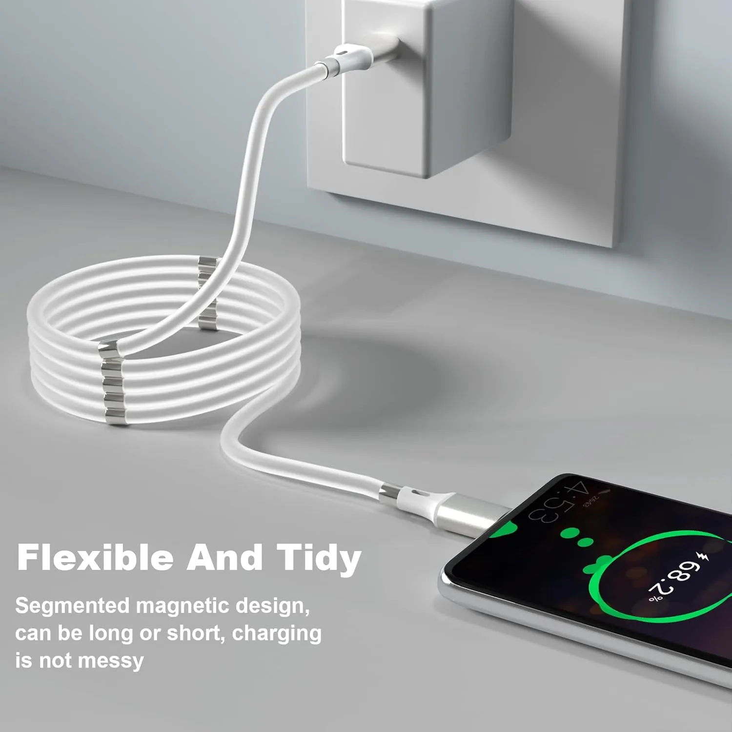 for USB C to USB C Magnetic Charging Cable (6ft 2pack) Tangle-Free Surrounded Magnets Easy Storage Handling Fast Charger Cord for Phone 15/Plus/pro/promax and Android Devices