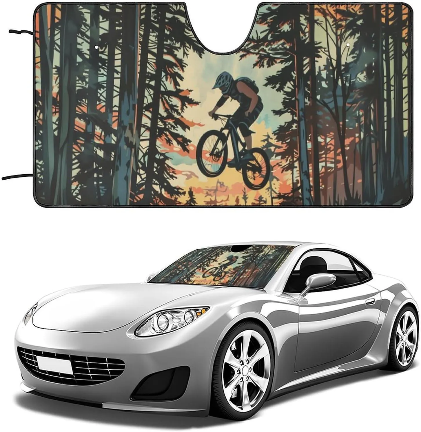 Forest Off-Road Riding Windshield Sun Shade Foldable Reflective Sun Shade Blocks UV Rays,Car Interior Accessories