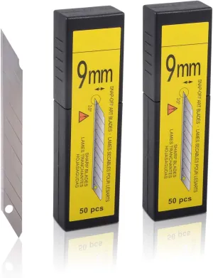 FOSHIO 30 Degree Snap Off Blades 9MM Universal Art Knife Replacement Blades, High Hardness Carbon Steel Material, Auto Vinyl Wrap Office Cutter Craft Knife Sharp Blades, Pack of 100