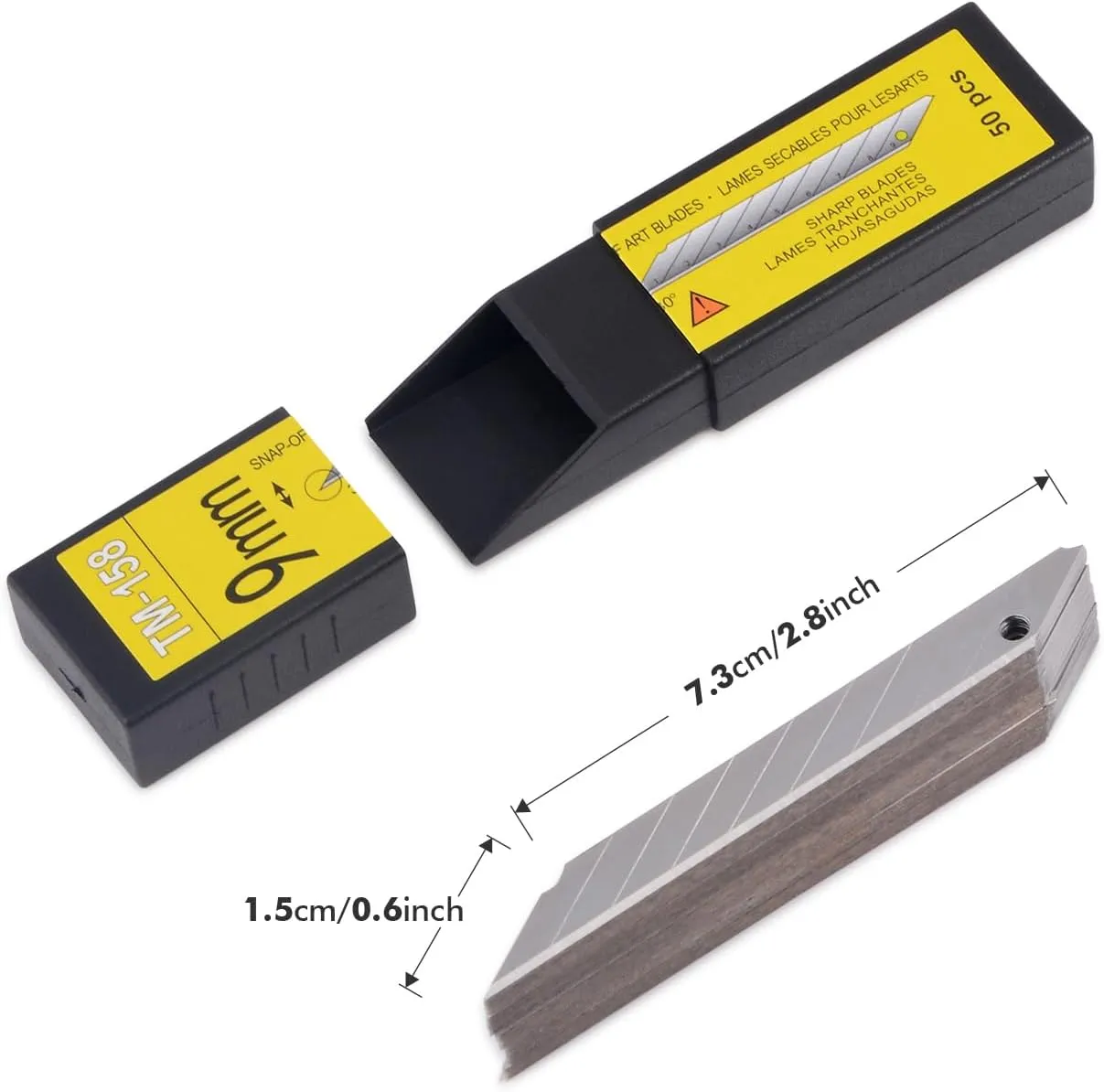 FOSHIO 30 Degree Snap Off Blades 9MM Universal Art Knife Replacement Blades, High Hardness Carbon Steel Material, Auto Vinyl Wrap Office Cutter Craft Knife Sharp Blades, Pack of 100