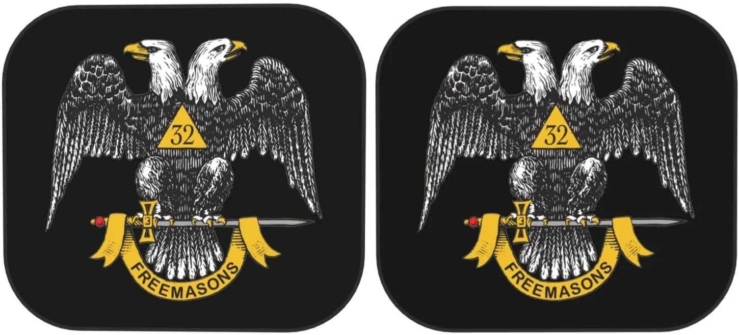 Freemasonry and Scottish Rite Foldable 2-Piece Windshield Sun Shade for Cars - UV & Heat Reflective Sunshade Protector, Small Size (Fits Most Sedans)
