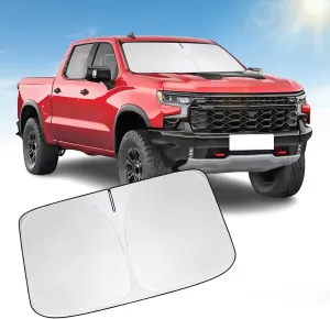 Front Windshield Sun Shade Compatible with Chevrolet Chevy Suburban Silverado Sun Visor Protector Blocks UV Rays Sunshade for GMC Sierra 1500 2500 3500 Foldable Interior Accessories