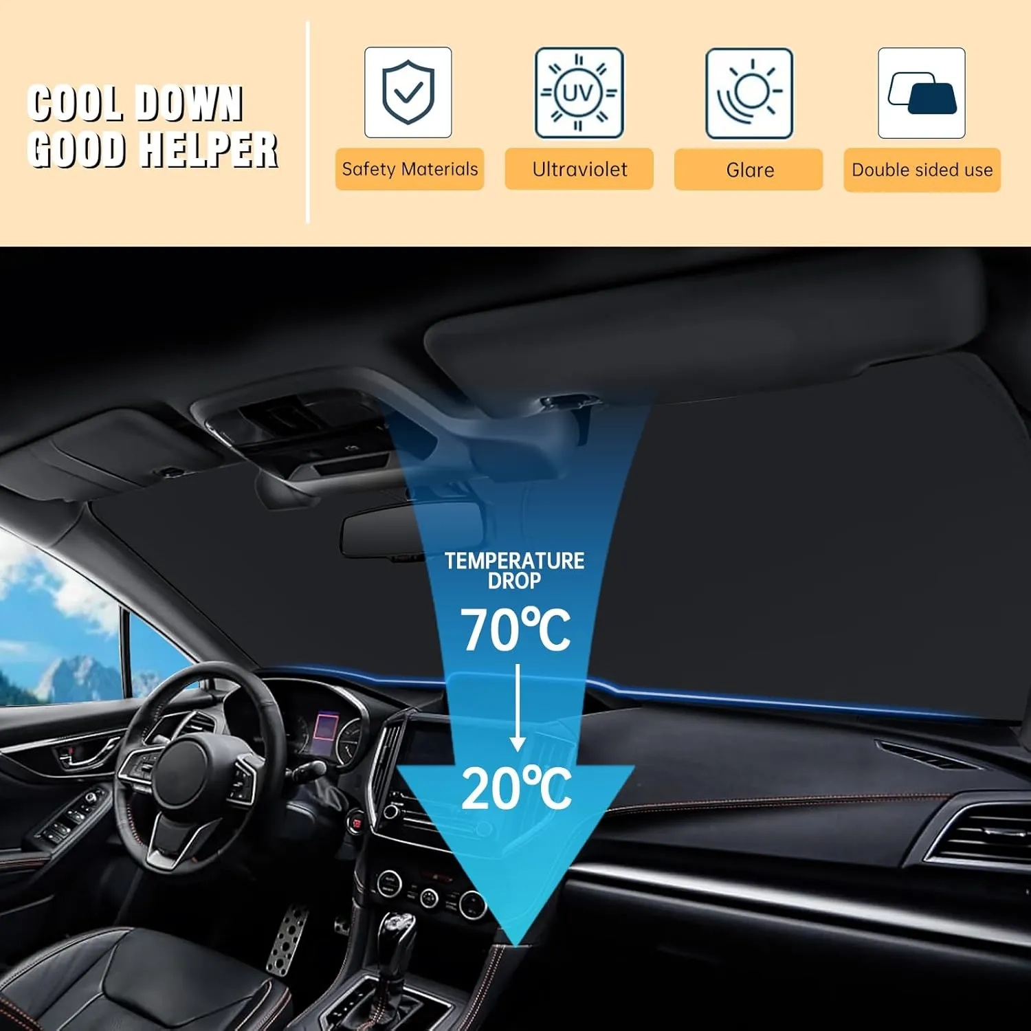 Front Windshield Sun Shade Compatible with Subaru Forester 2019-2022 2023 2024 2025, Sun Visor Protector Blocks UV Rays Sunshade for Forester Foldable Interior Accessories