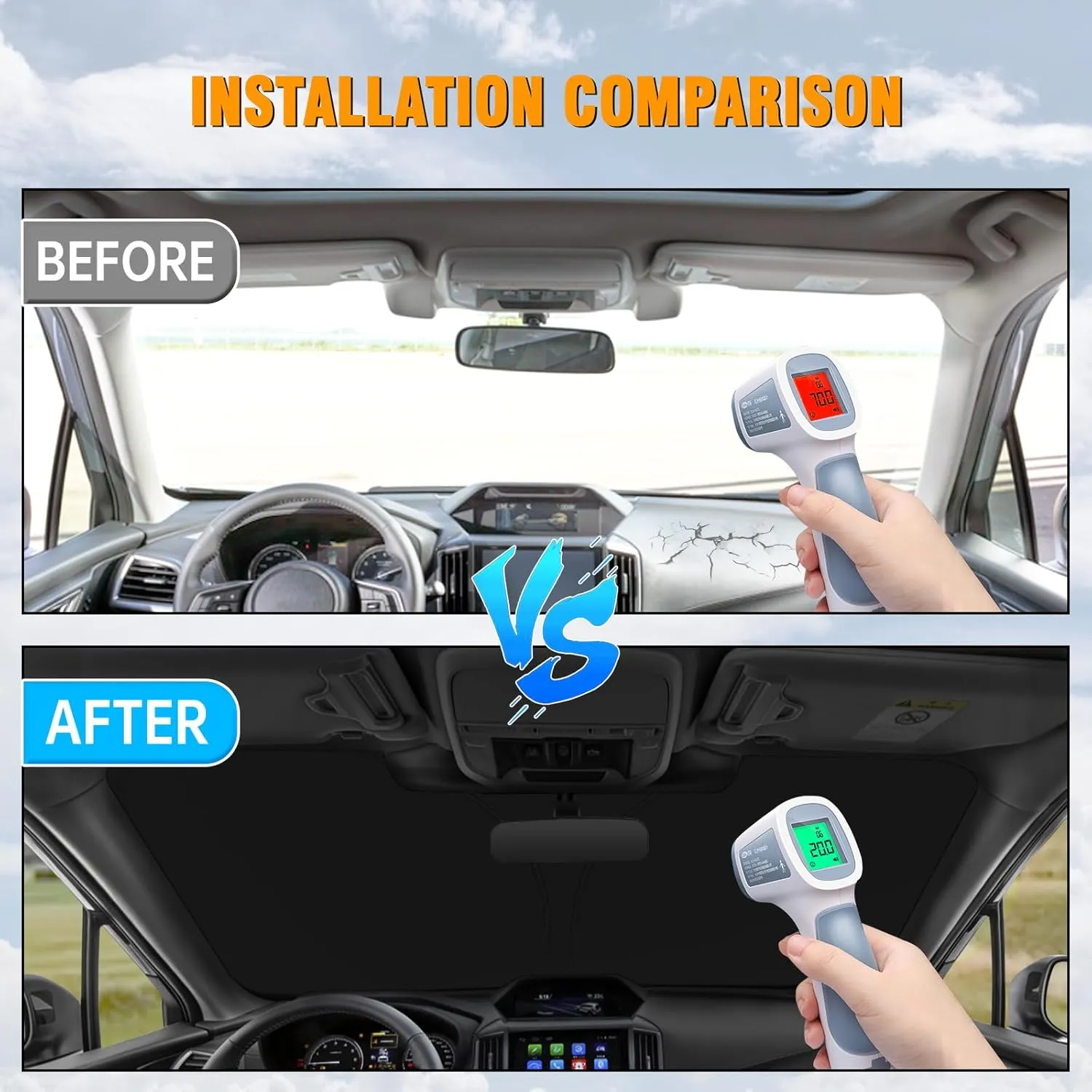 Front Windshield Sun Shade Compatible with Subaru Forester 2019-2022 2023 2024 2025, Sun Visor Protector Blocks UV Rays Sunshade for Forester Foldable Interior Accessories