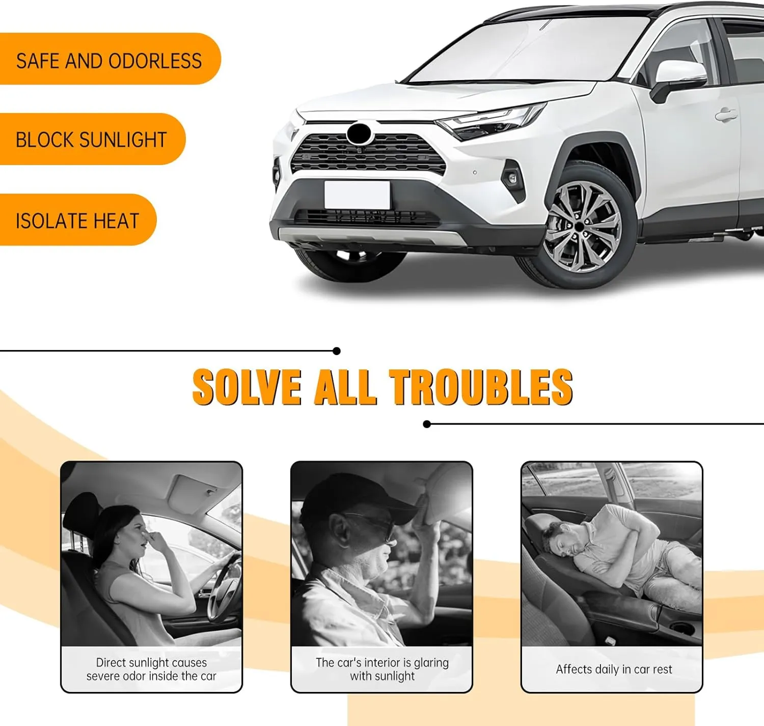 Front Windshield Sun Shade Compatible with Toyota RAV4 2019 2020 2021 2022 2023 2024 2025, Sun Visor Protector Blocks UV Rays Sunshade for RAV4 Foldable Interior Accessories