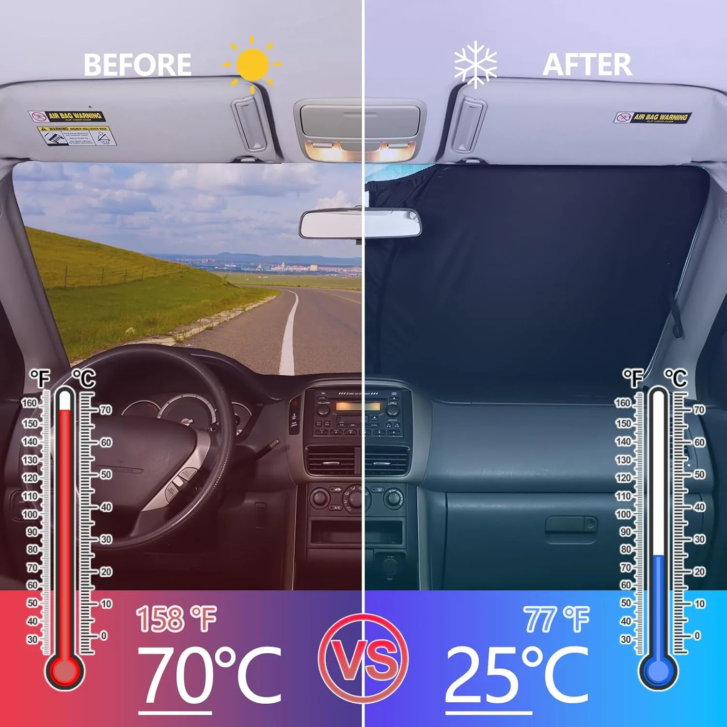 Front Windshield Sunshade for Honda Pilot 2003-2008 Accessories Windshield Sun shade Sun Visor UV Blocker Privacy Protector Custom Fit Sunscreen Heatshield Keep Your Car Cooler Resilient & Expeditious
