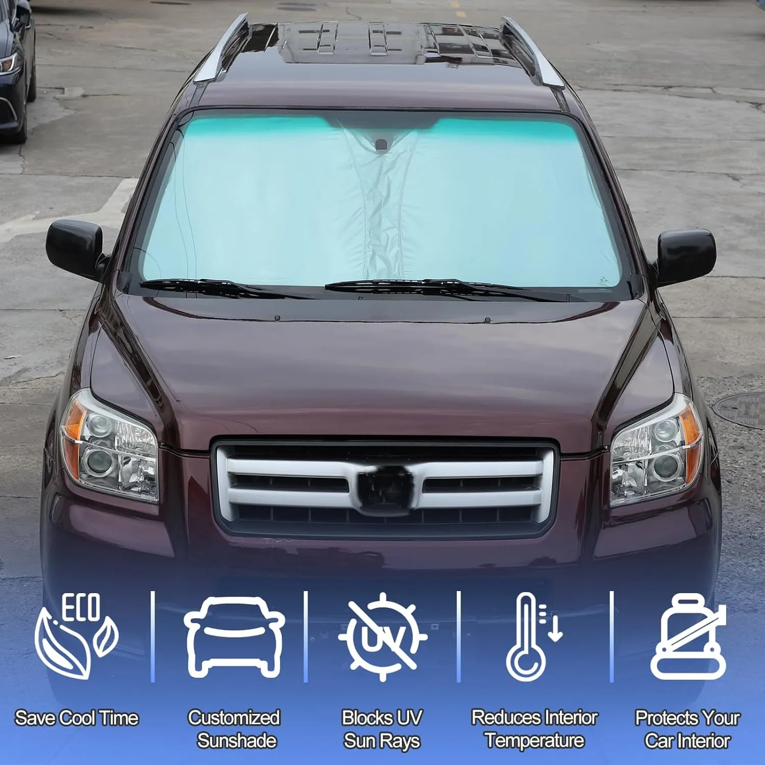 Front Windshield Sunshade for Honda Pilot 2003-2008 Accessories Windshield Sun shade Sun Visor UV Blocker Privacy Protector Custom Fit Sunscreen Heatshield Keep Your Car Cooler Resilient & Expeditious