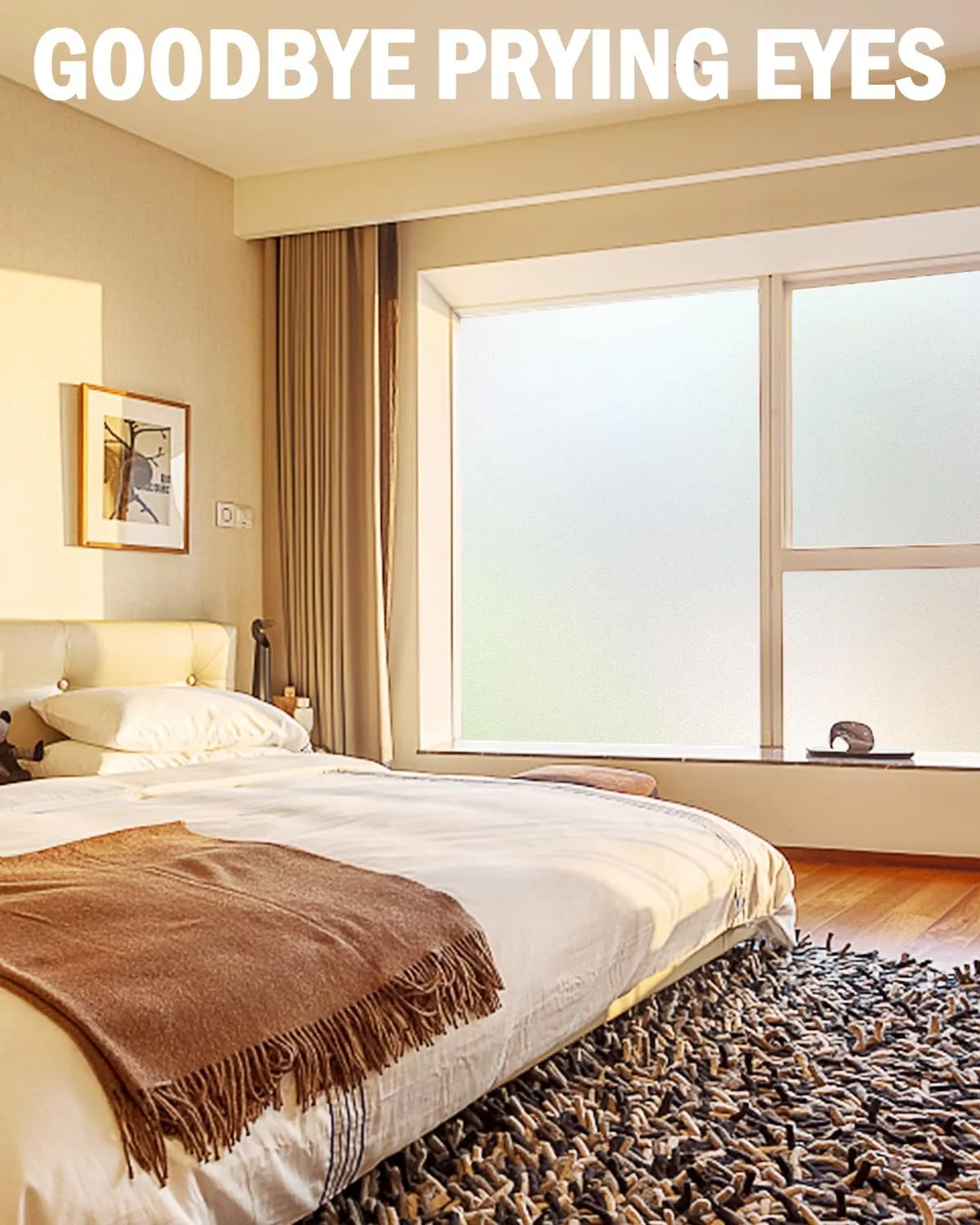 Frosted Glass Window Privacy Film, Removable, Static Cling, Heat/UV Protection, Anti-Glare, with Installation Tools (35.4 x 157.5 Inch)