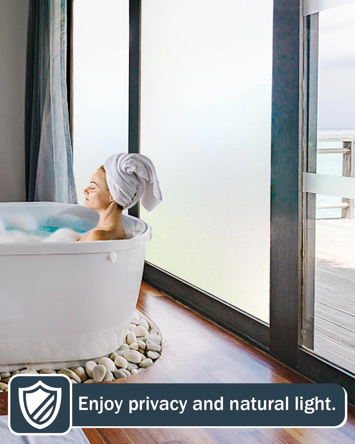 Frosted Glass Window Privacy Film, Removable, Static Cling, Heat/UV Protection, Anti-Glare, with Installation Tools (35.4 x 157.5 Inch)
