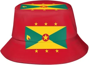 Funny Grenada Flag Bucket Hats Fashion Sun Cap Packable Outdoor Grenadian Fisherman Hat for Women and Men