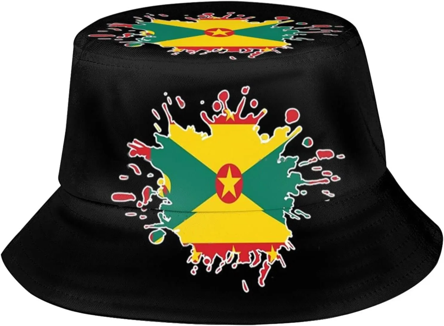 Funny Grenada Flag Bucket Hats Fashion Sun Cap Packable Outdoor Grenadian Fisherman Hat for Women and Men