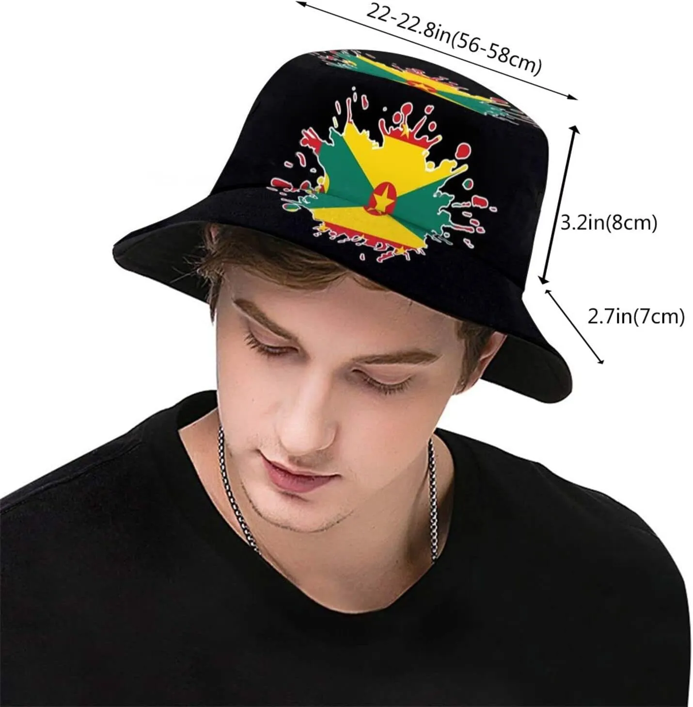 Funny Grenada Flag Bucket Hats Fashion Sun Cap Packable Outdoor Grenadian Fisherman Hat for Women and Men