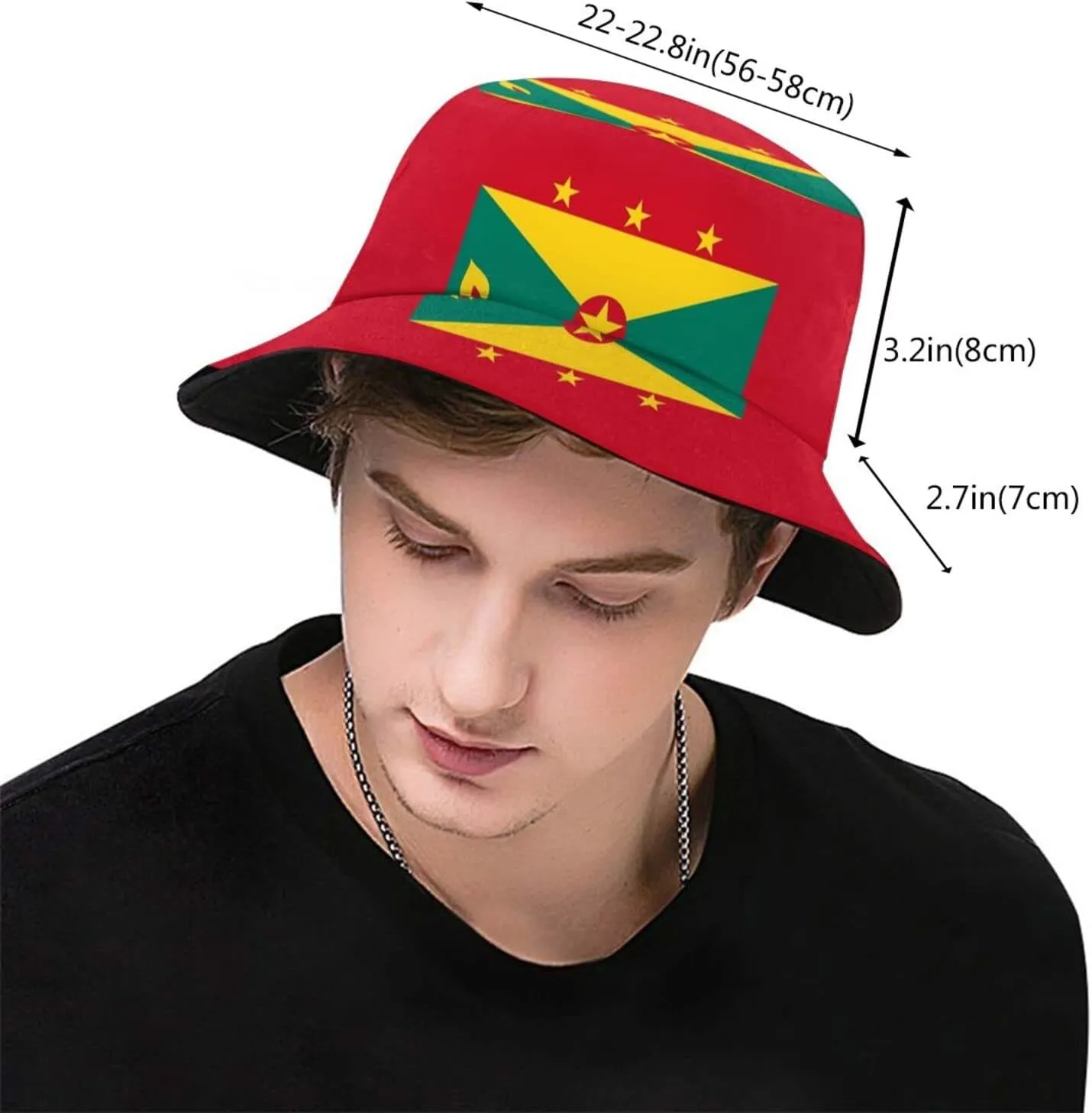 Funny Grenada Flag Bucket Hats Fashion Sun Cap Packable Outdoor Grenadian Fisherman Hat for Women and Men
