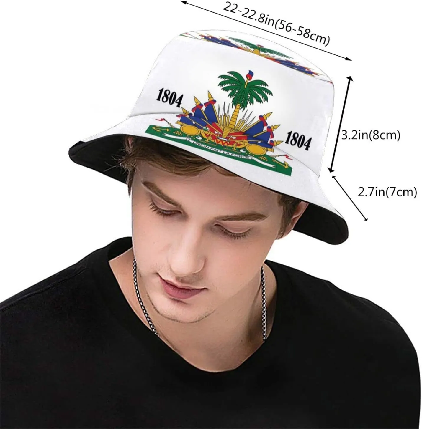 Funny Haiti Flag Bucket Hats Fashion Haitian Sun Cap Packable Outdoor Fisherman Hat for Women and Men