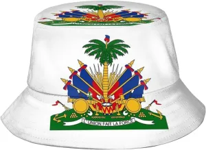 Funny Haiti Flag Bucket Hats Fashion Haitian Sun Cap Packable Outdoor Fisherman Hat for Women and Men