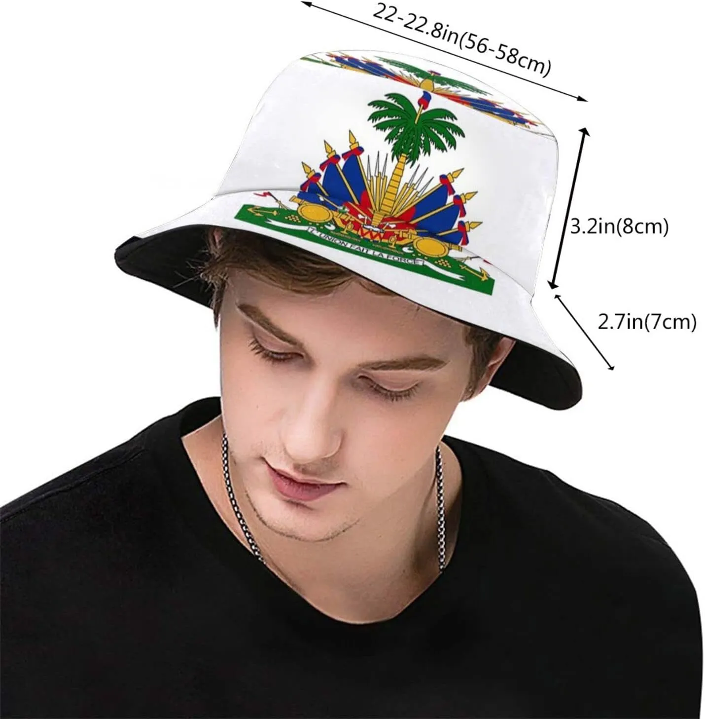 Funny Haiti Flag Bucket Hats Fashion Haitian Sun Cap Packable Outdoor Fisherman Hat for Women and Men