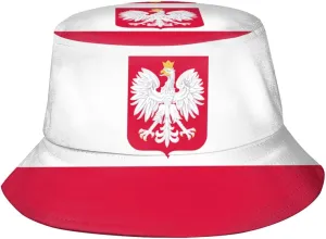 Funny Poland Flag Bucket Hats Fashion Sun Cap Packable Outdoor Polish Fisherman Hat for Women and Men