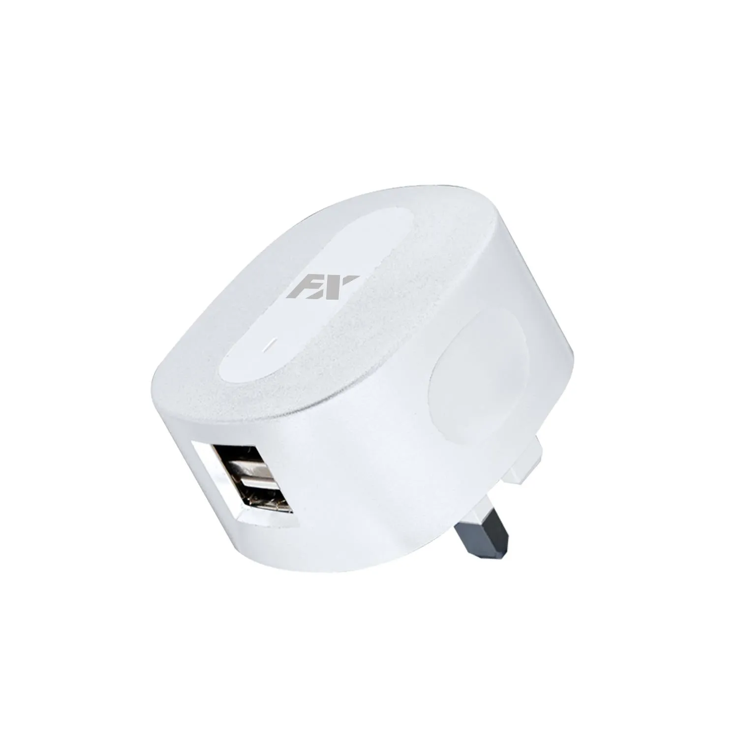FX Mains Charger Dual USB 2.4 AMP Plug (UK) For Smart Phones & Tablets, White
