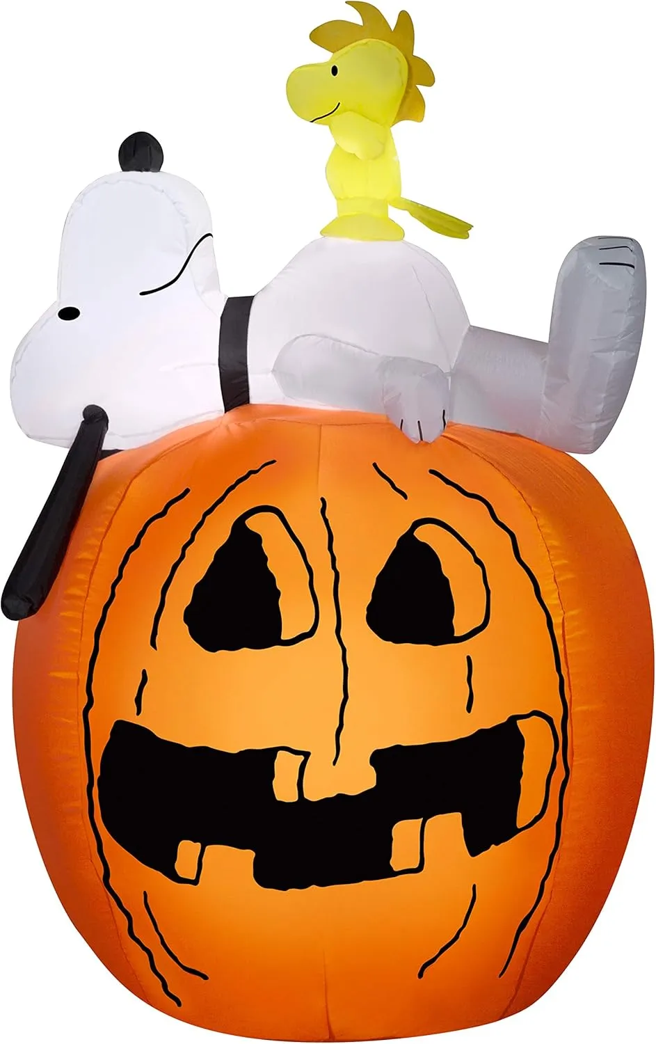 Gemmy Airblown Snoopy and Woodstock on Pumpkin Scene Peanuts, 4.5 ft Tall, Multicolored