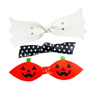 Ghost , Jack O Lantern Top Knot Clip, Knotted Clip Halloween Set