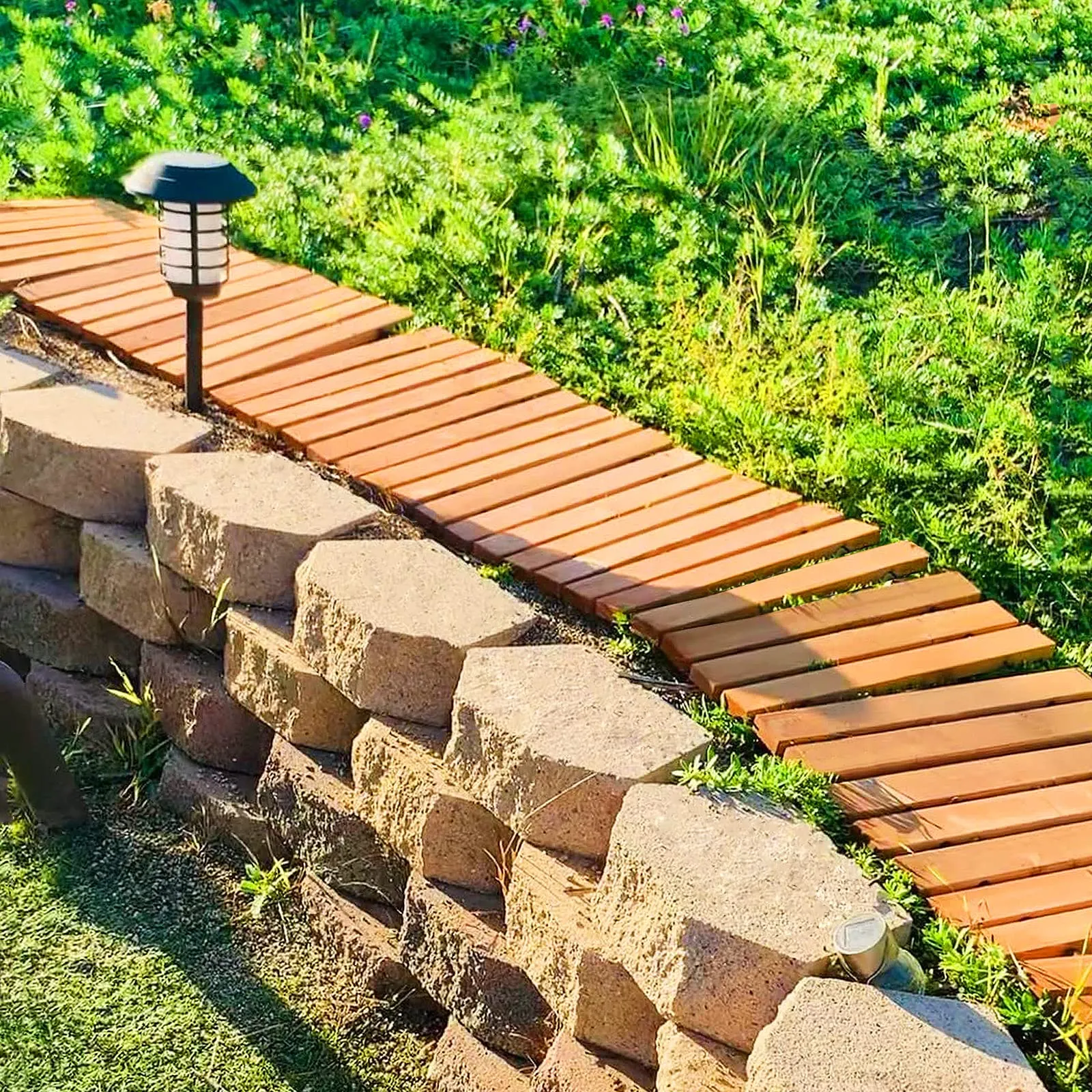 Giantex 8ft Wooden Garden Pathway, 22" W Roll Out Hardwood Walkway with Non-Slip Surface, Tools Free Assembly, Outdoor Rustic Decorative Boardwalk Flooring Pavers for Backyard Wedding