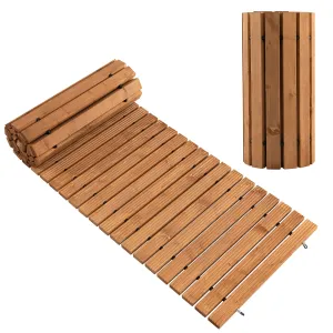 Giantex 8ft Wooden Garden Pathway, 22" W Roll Out Hardwood Walkway with Non-Slip Surface, Tools Free Assembly, Outdoor Rustic Decorative Boardwalk Flooring Pavers for Backyard Wedding