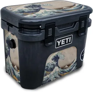 Glossy Glitter Skin Compatible with Yeti Roadie 15 Hard Cooler - Great Wave of Kanagawa - Premium 3M Vinyl Protective Wrap Decal Cover - Easy to Apply | Crafted in The USA by MightySkins