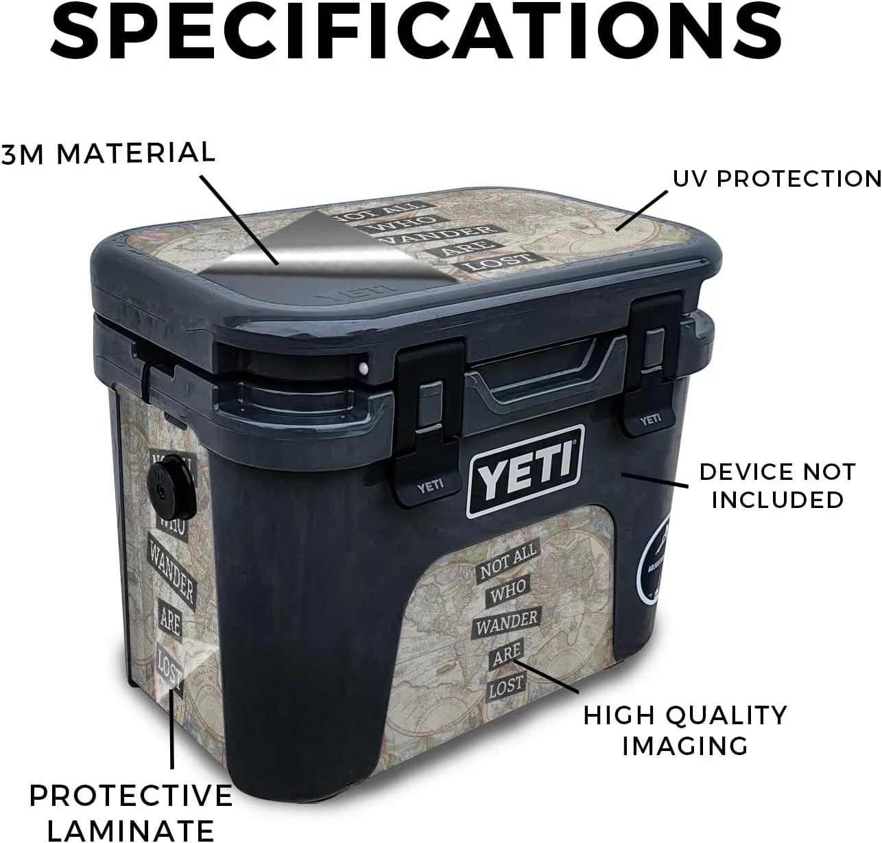 Glossy Glitter Skin Compatible with Yeti Roadie 15 Hard Cooler - Who Wander - Premium 3M Vinyl Protective Wrap Decal Cover - Easy to Apply | Crafted in The USA by MightySkins