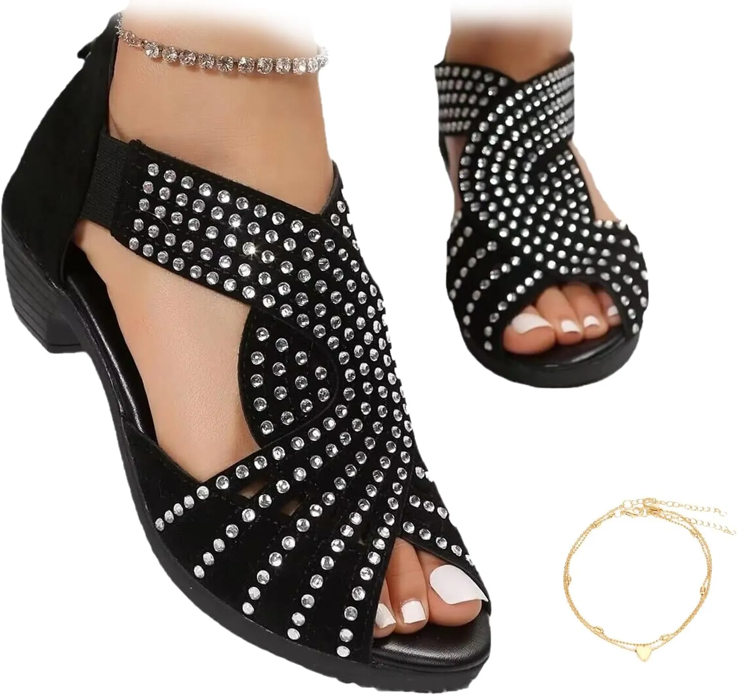 Glowstep Orthopedic Low Heel Cut-Out Sandals, Glow Step Comfortable Orthotic Sandals with Arch Support for Women