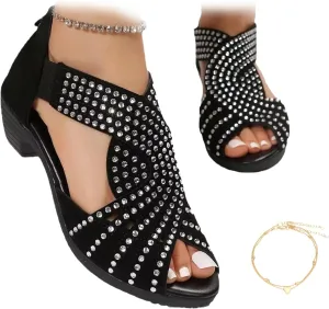 Glowstep Orthopedic Low Heel Cut-Out Sandals, Glow Step Comfortable Orthotic Sandals with Arch Support for Women