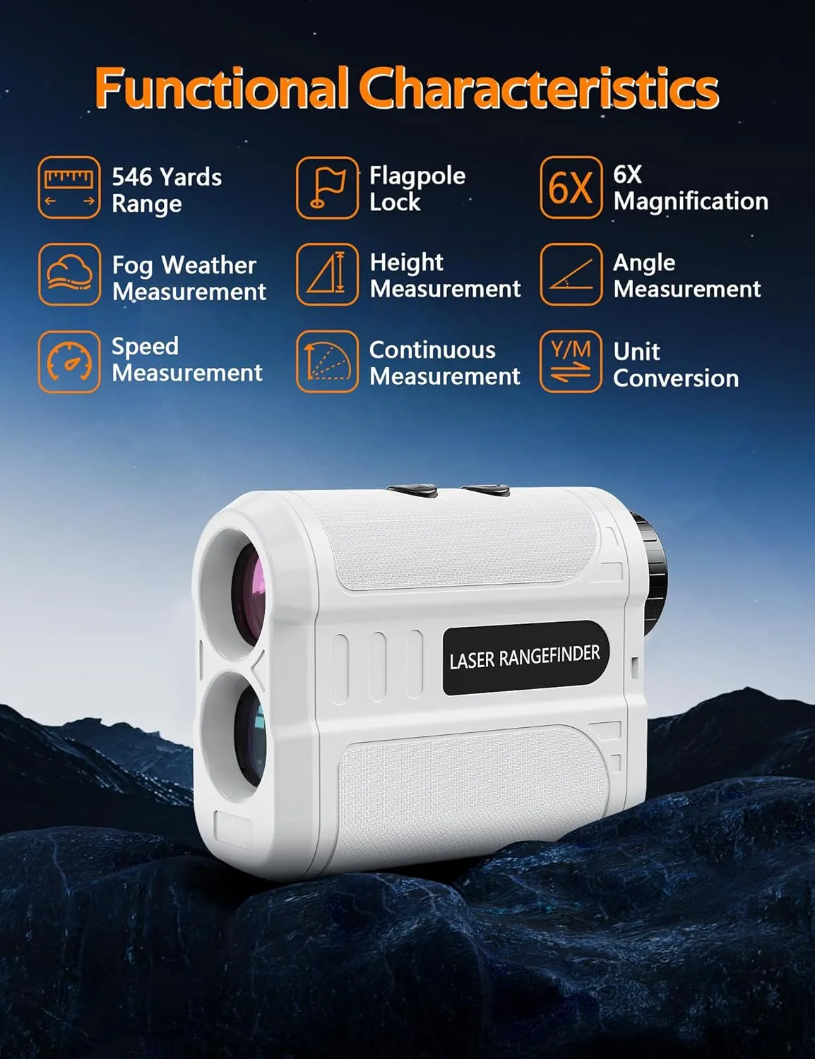 Golf Rangefinder, Laser Range Finder for Tournament Legal, 6X Magnification, Flag Pole Lock Vibration, Golfing Hunting Gifts for Golfers
