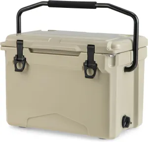 Goplus Cooler, Insulated Large Ice Chest with Portable Handles, Integrated Cup Holders, Leak-Proof Tight Latches, 5-7-day Ice Retention, Heavy Duty Hard Coolers for Beach, Picnic, Camping, Boat