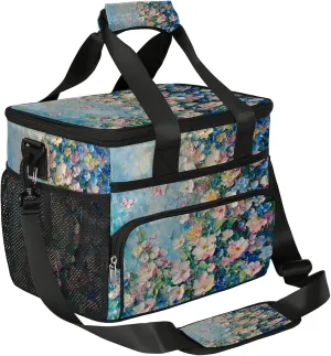 Gossamer Flower Soft Sided Cooler Bag, 20 Cans Insulated Leak Proof Cooler Bag with Hard Bottom Delicate Flower Portable Lightweight Cooler Picnic Cooler Lunch Tote Bag for Travel Camping