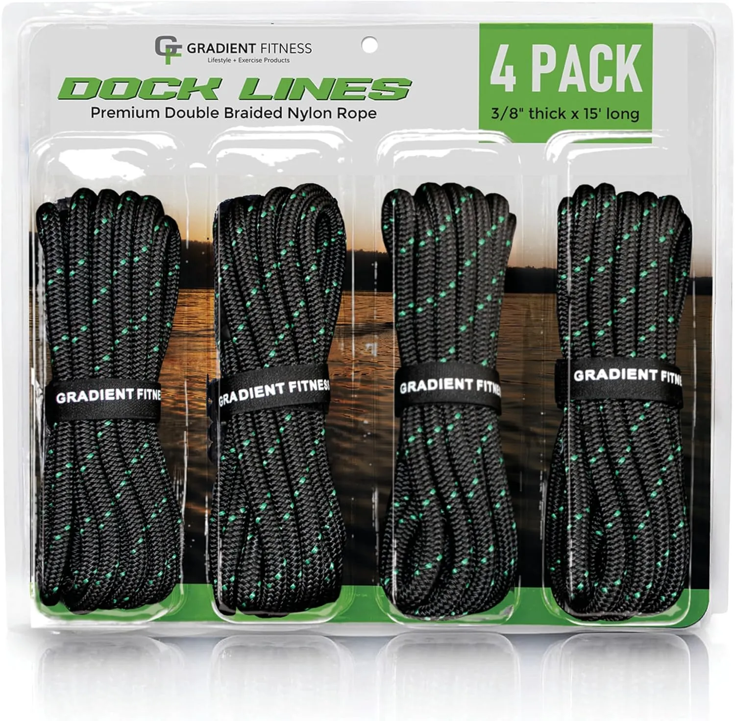 Gradient Fitness Bungee Dock Line | Marine Rope Boat Dock Lines Make Docking & Boarding Easy for Jetski, Kayak, Pontoon. Boat Accessories Stretch 4'-5.5'. Mooring Boat Rope Absorbs Shock