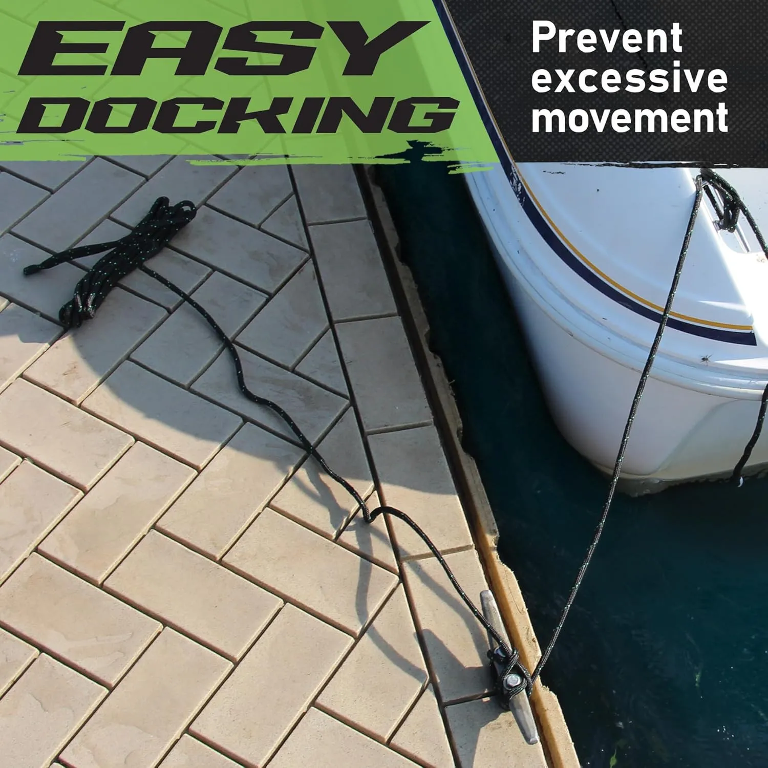 Gradient Fitness Bungee Dock Line | Marine Rope Boat Dock Lines Make Docking & Boarding Easy for Jetski, Kayak, Pontoon. Boat Accessories Stretch 4'-5.5'. Mooring Boat Rope Absorbs Shock