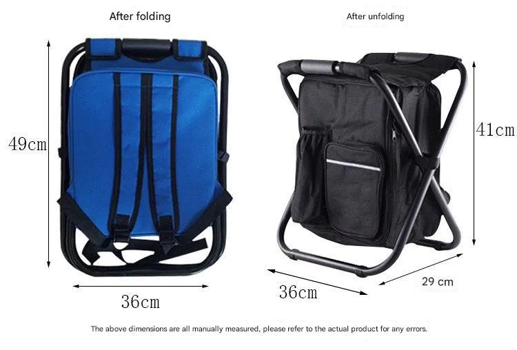 Green Insulated Cooler Backpack Chair - Foldable Stool for Picnics & BBQ