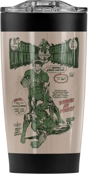 Green Lantern Beware My Power Comic Cover Stainless Steel Tumbler 20 oz Coffee Travel Mug/Cup, Vacuum Insulated & Double Wall with Leakproof Sliding Lid | Great for Hot Drinks and Cold Beverages
