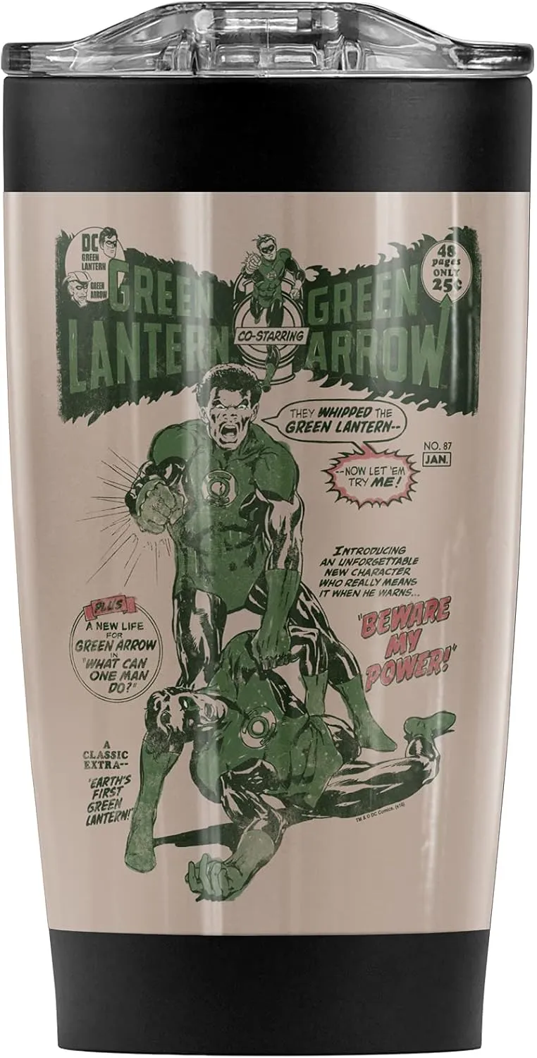 Green Lantern Beware My Power Comic Cover Stainless Steel Tumbler 20 oz Coffee Travel Mug/Cup, Vacuum Insulated & Double Wall with Leakproof Sliding Lid | Great for Hot Drinks and Cold Beverages