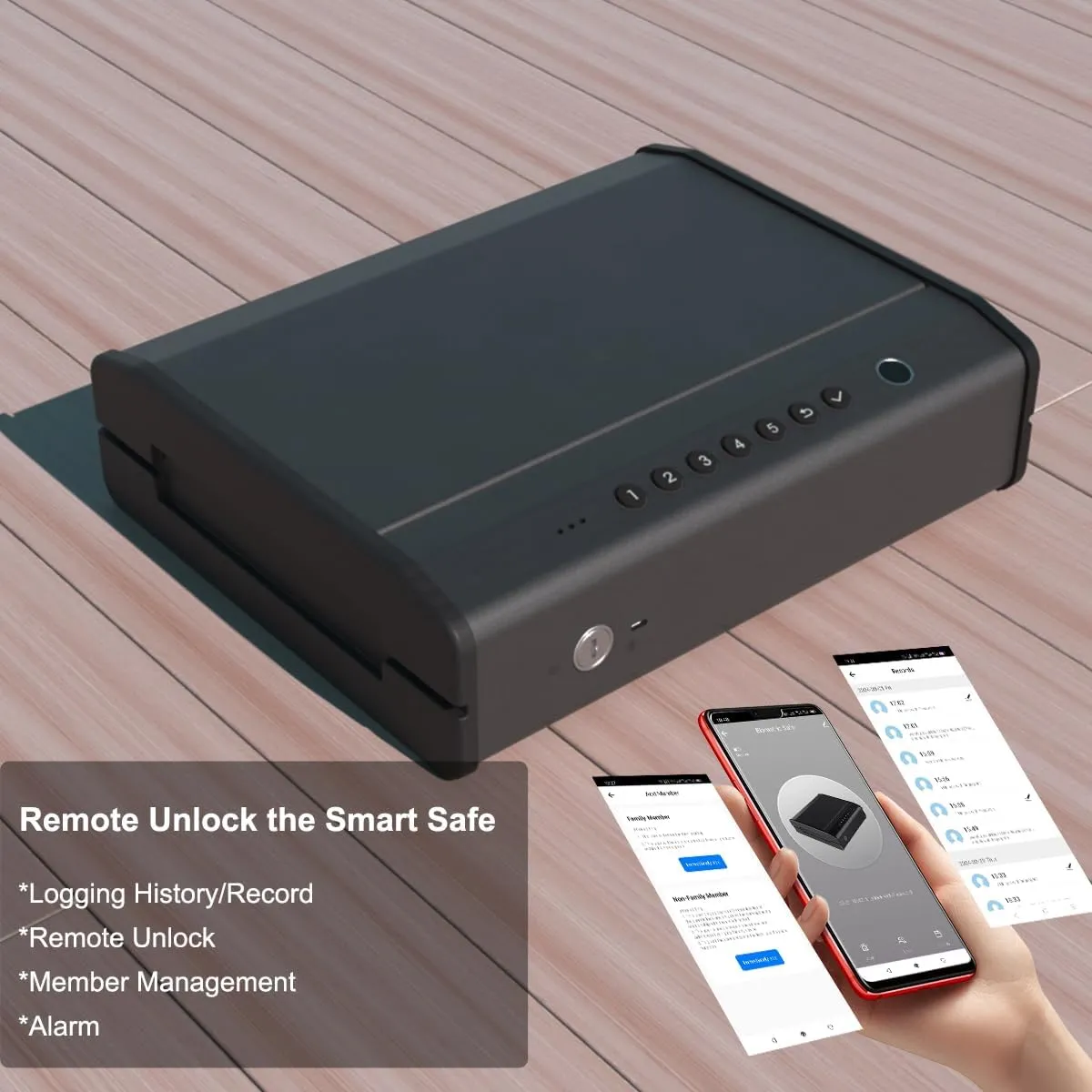 Gun Safe, Biometric Gun Safes For Handgun, Pistol Safe With Fingerprint or Keypad, 4-Quick Access Unlock Gun Case for Firearm, Gun Lock Box For Nightstand Beside with APP