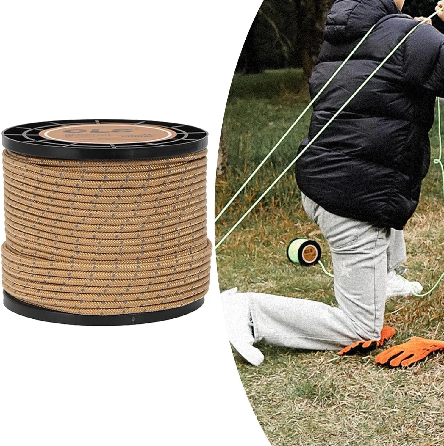 Guy Line Rope 50M 4mm Tent Awning Guide Rope Camping Rope Paracord for Canopy Shelter Camping Backpacking Tent Accessory