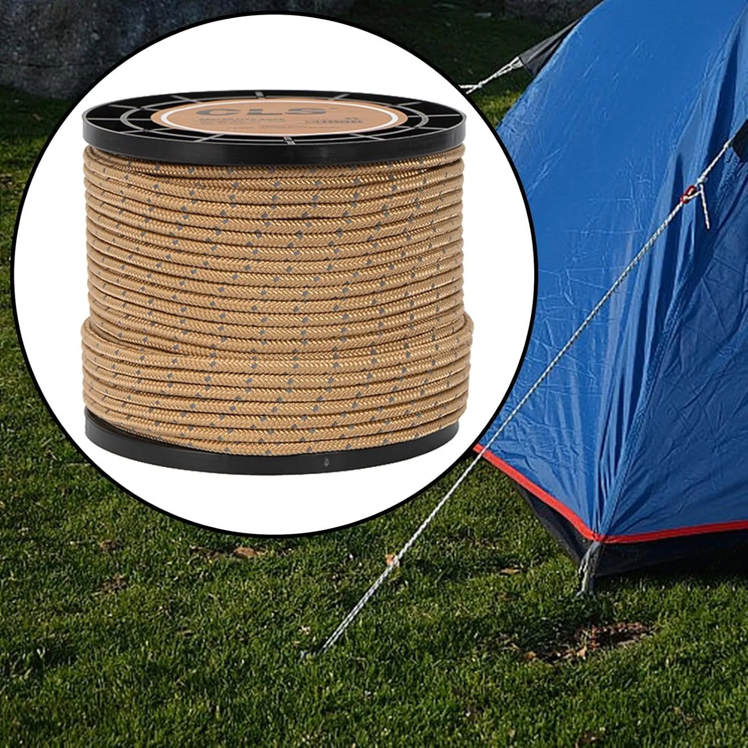 Guy Line Rope 50M 4mm Tent Awning Guide Rope Camping Rope Paracord for Canopy Shelter Camping Backpacking Tent Accessory