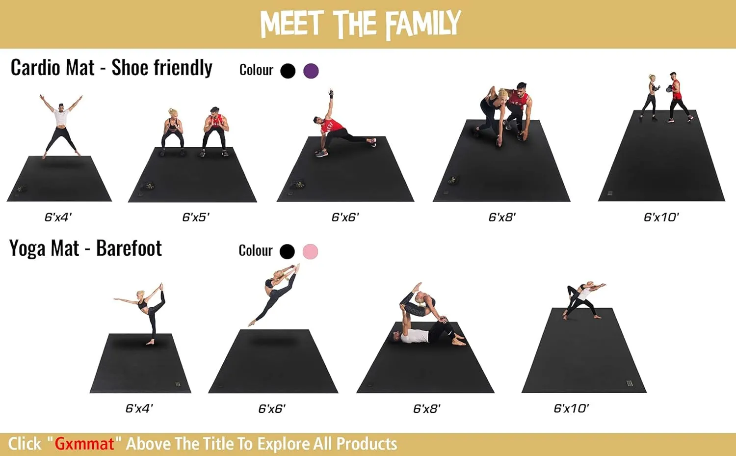 GXMMAT Extra Large Exercise Mat 16'x6'/12'x6'/10'x6'/8'x6'(7mm), Extra Wide Workout Mats for Home Gym Flooring, Non-Slip Thick Durable Cardio Mat for MMA,Plyo,Jump Rope,Weights,Fitness,Shoe-Friendly