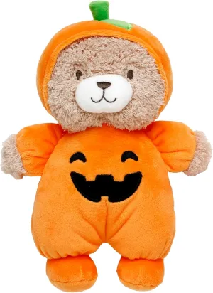 Halloween 9 inch Plush Rattle with Embroidered Jack-O-Lantern for Baby, (Orange Pumpkin, Bear)