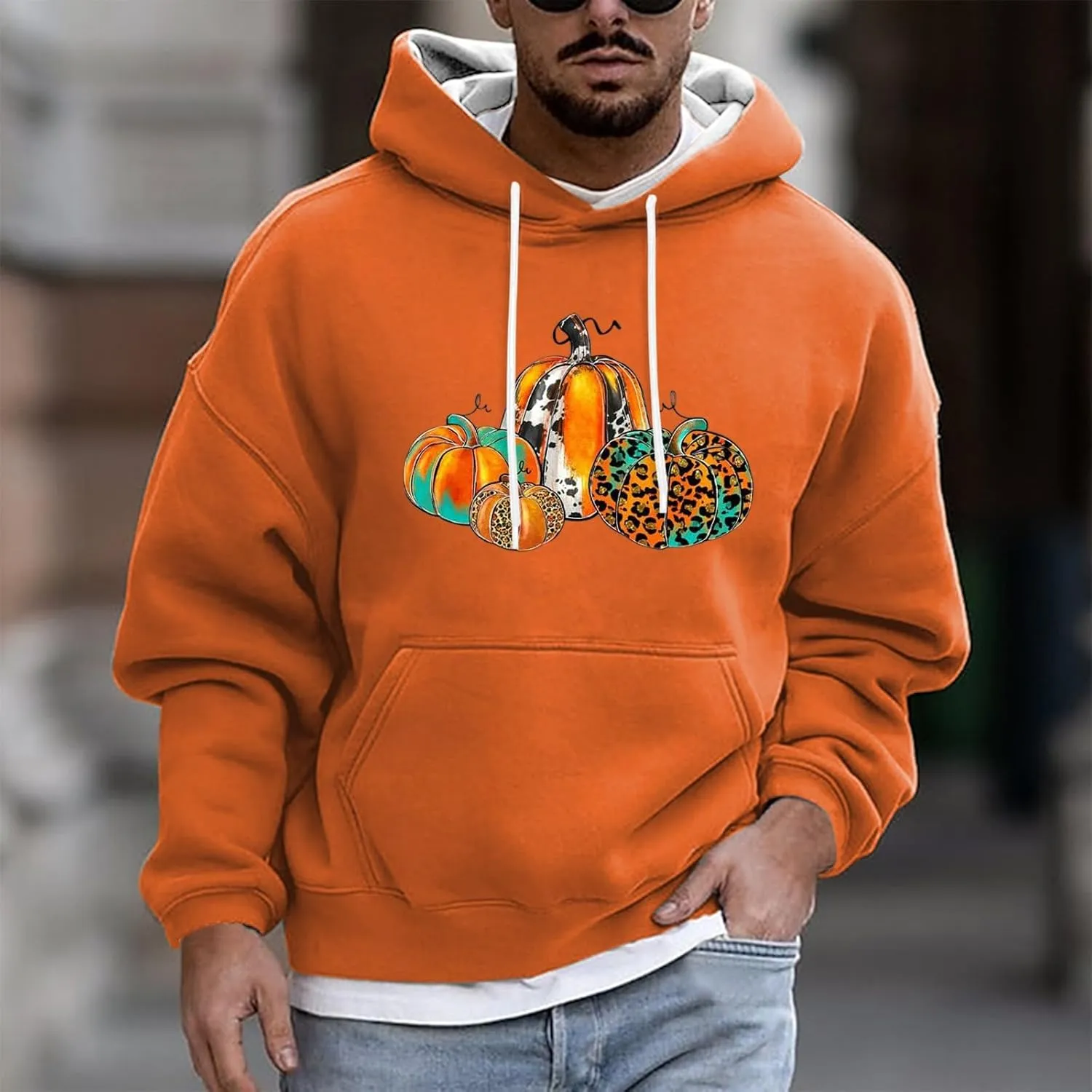 Halloween Hoodie Men Hoodie Printed Pocket Hoodie Mens Costume Hoodie Men'S Novelty Hoodies Horror Hoodies For Men'S