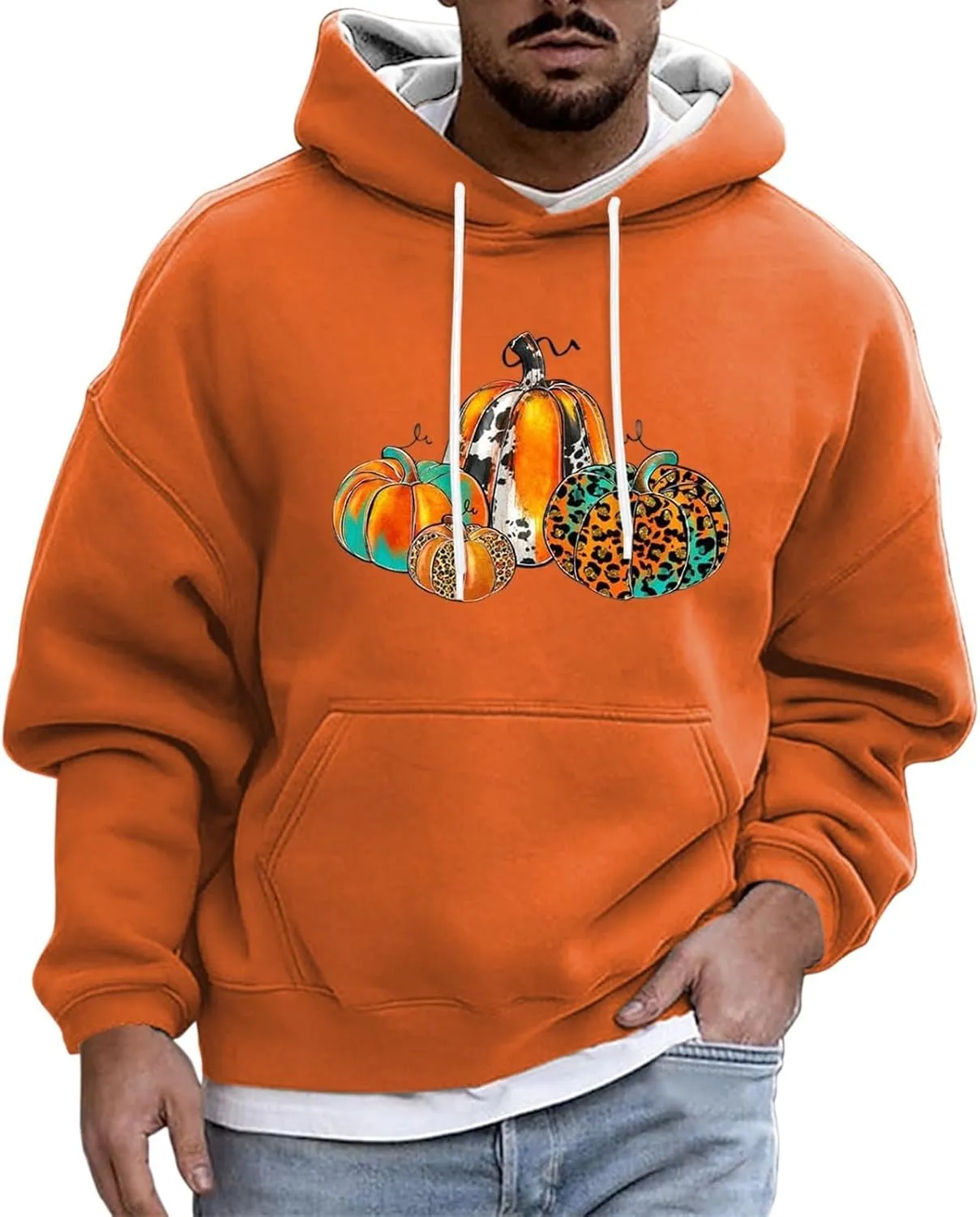 Halloween Hoodie Men Hoodie Printed Pocket Hoodie Mens Costume Hoodie Men'S Novelty Hoodies Horror Hoodies For Men'S