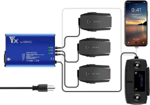 Hanatora Parallel 158W Battery Charger for DJI Mavic Pro(1st Generation),Platinum,Alpine White,5 in 1 Multi Fast Rapid Charging Hub Drone Accessories
