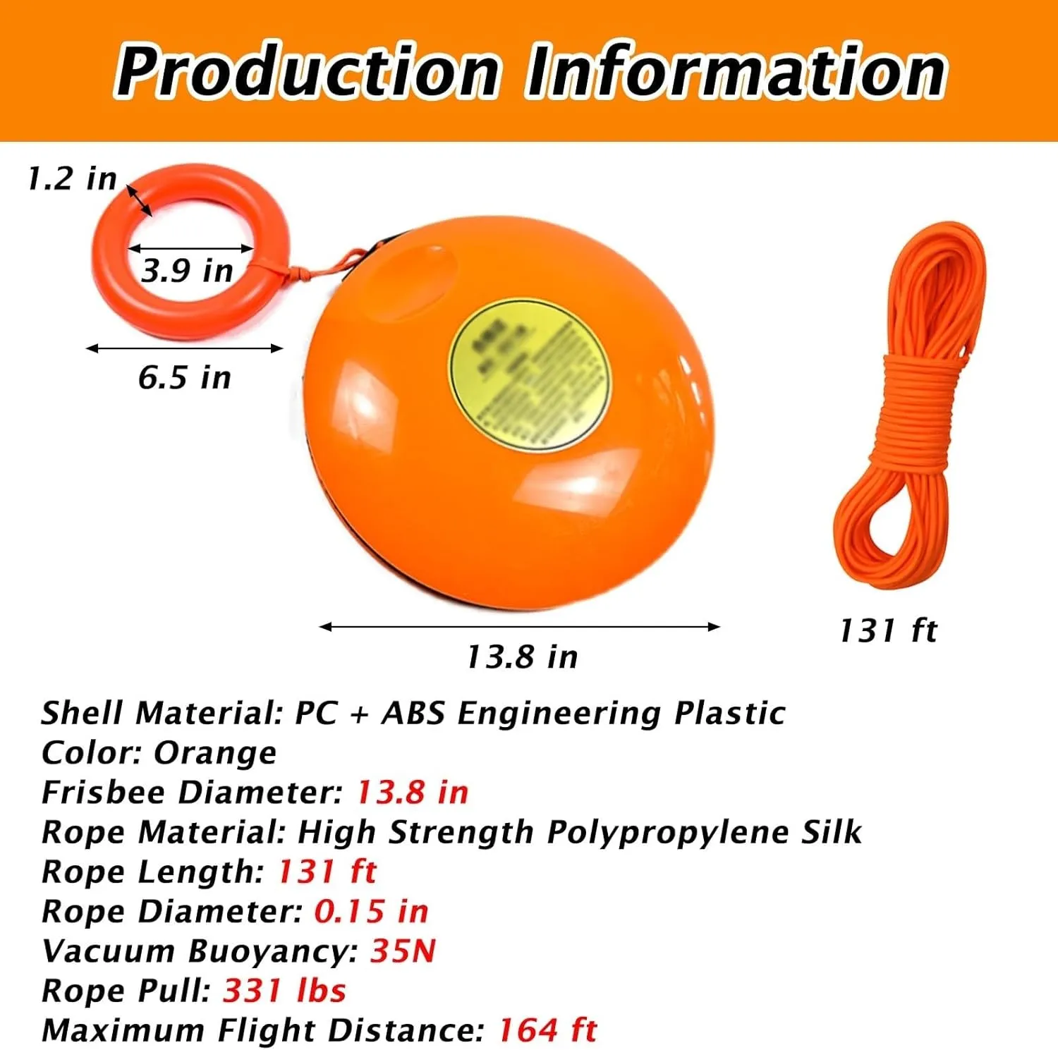 Hand-throwable Emergency Disc for Rafting, Weather-Resistant Rescue Disc for Water Emergencies, Instant Deployment Rescue Disc for Pool Safety
